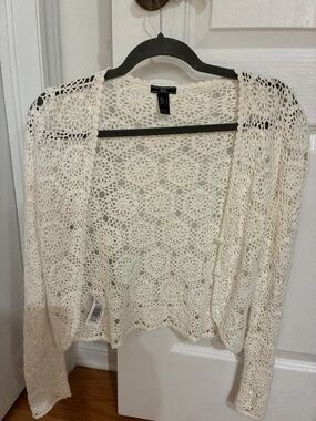 MANGO knitted top, white, 100% cotton - size XS